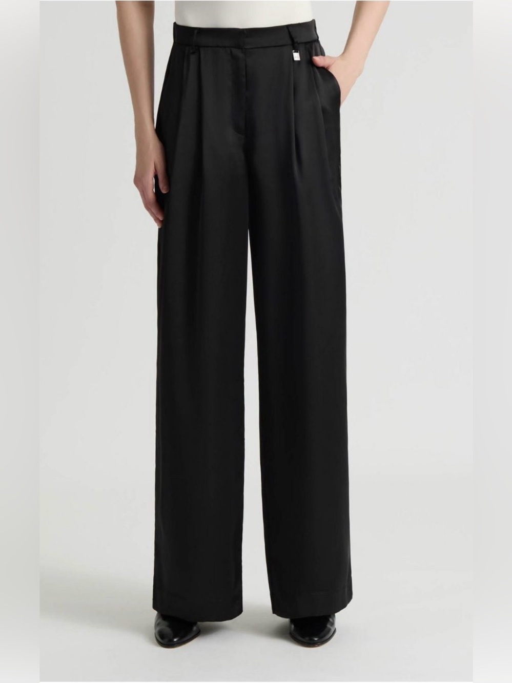 NWT 🆕 Mexx Wide-Leg High-Waist Women’s Satin Pants in Black